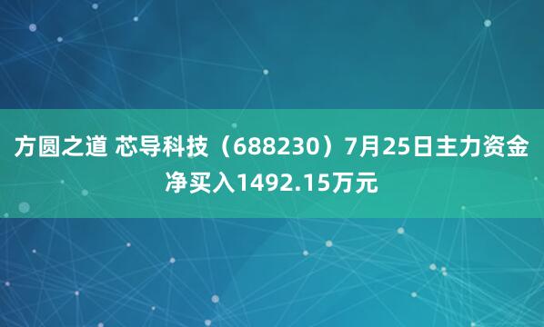 方圆之道 芯导科技（688230）7月25日主力资金净买入1492.15万元