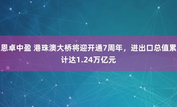 恩卓中盈 港珠澳大桥将迎开通7周年，进出口总值累计达1.24万亿元